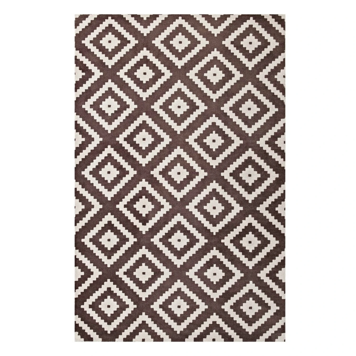 Other 8x10 Area Rug In Ivory & Brown Diamond Pattern 3 Other 8x10 Area Rug In Ivory & Brown Diamond Pattern