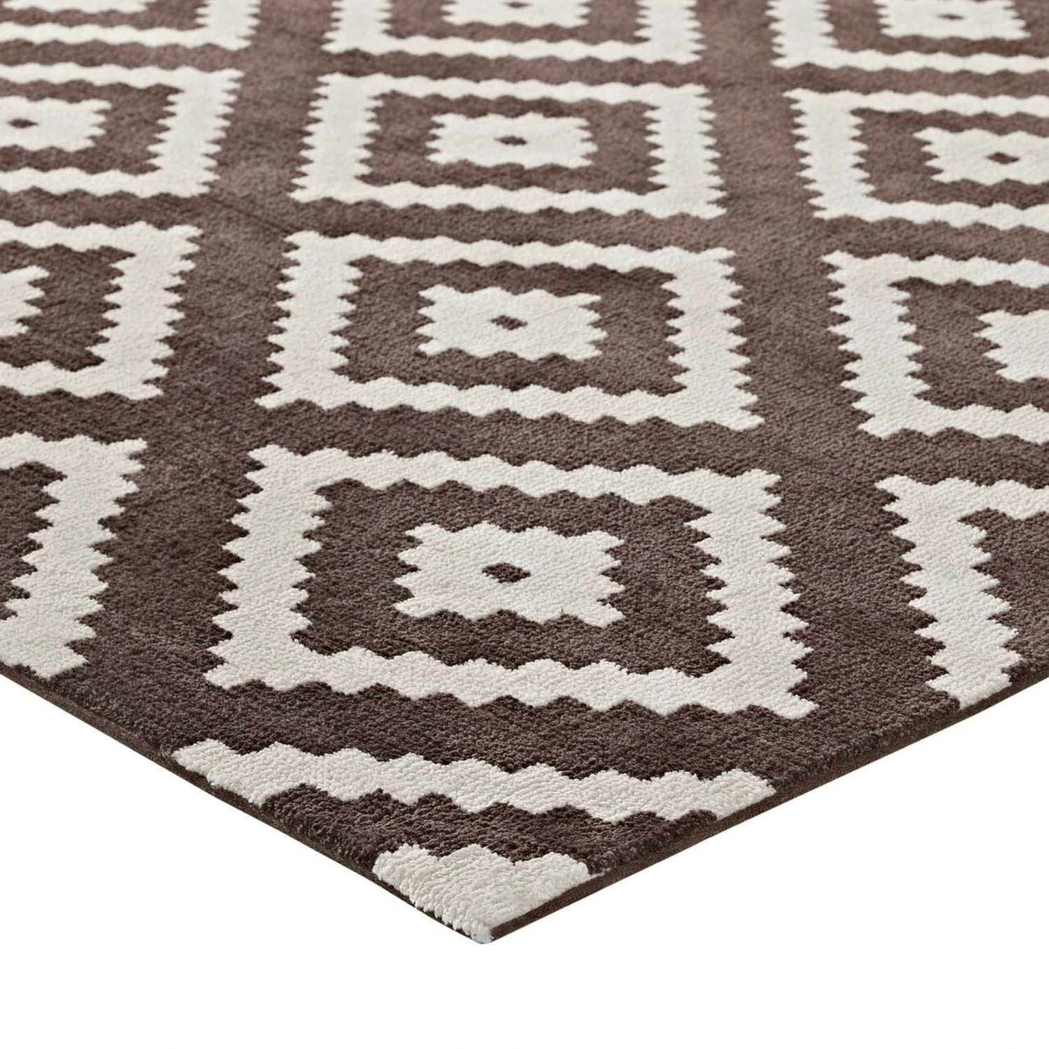 Other 8x10 Area Rug In Ivory & Brown Diamond Pattern 4 Other 8x10 Area Rug In Ivory & Brown Diamond Pattern - Image 2