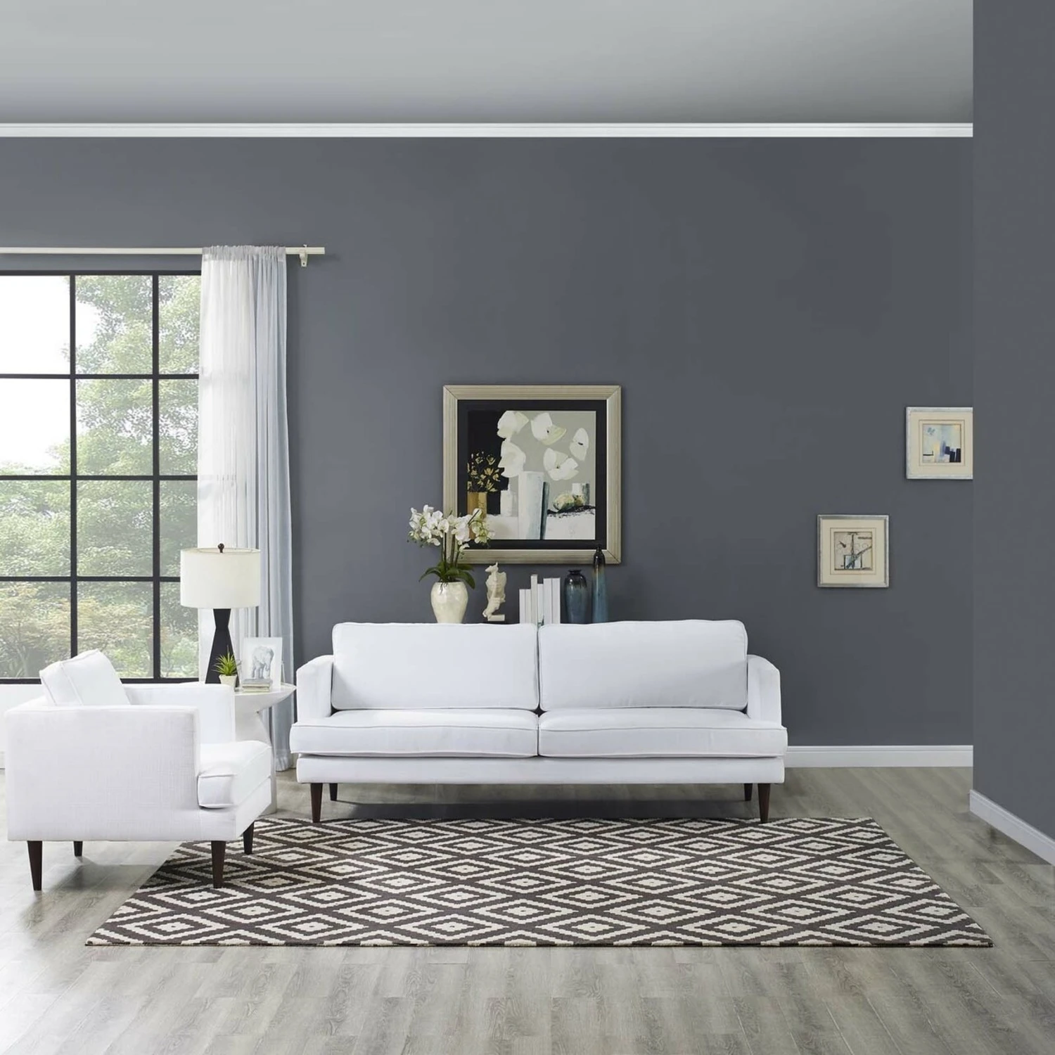 Other 8x10 Area Rug In Ivory & Brown Diamond Pattern 5 Other 8x10 Area Rug In Ivory & Brown Diamond Pattern - Image 3