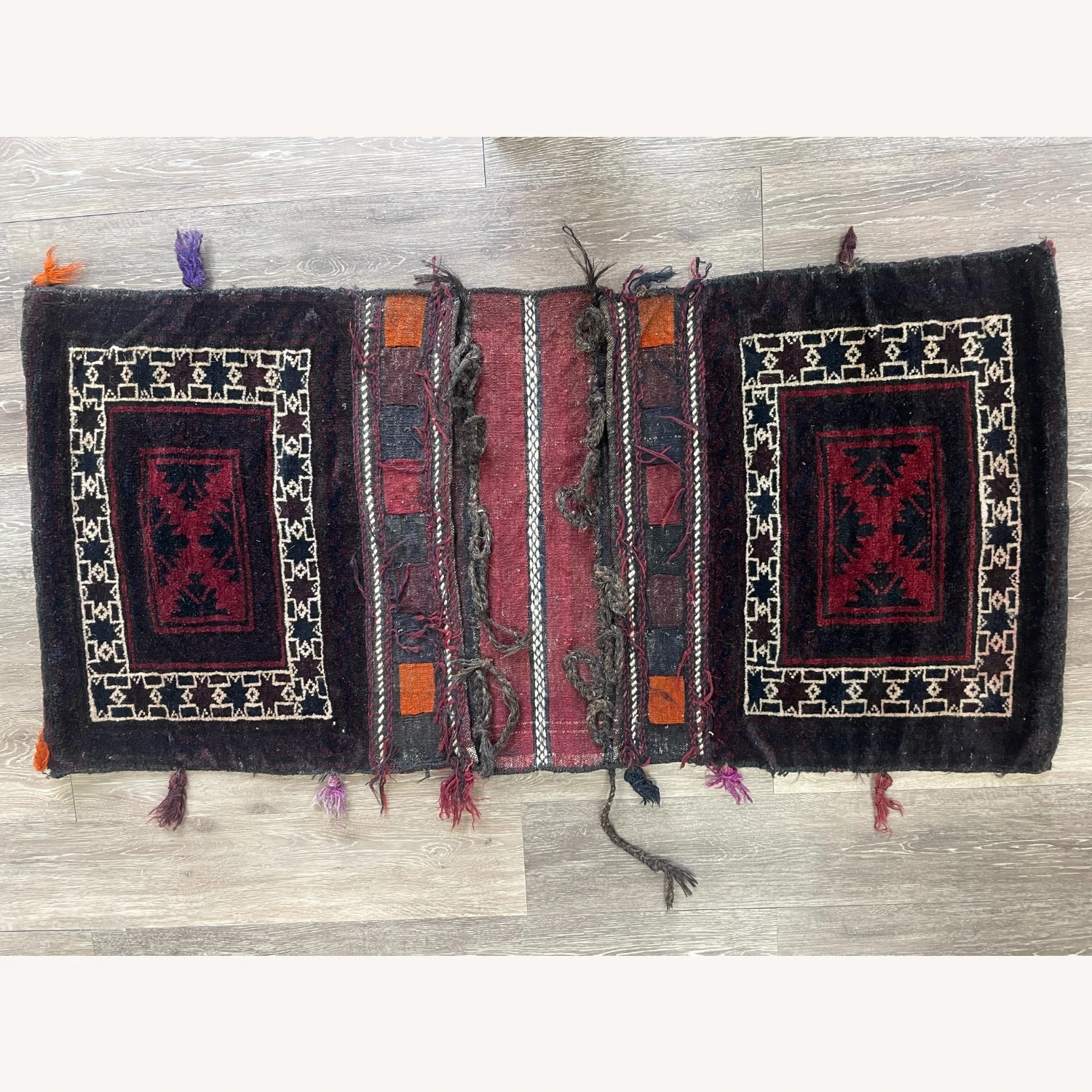 Vintage Persian Handcrafted Shiraz Saddle Bag 6 Vintage Persian Handcrafted Shiraz Saddle Bag - Image 4