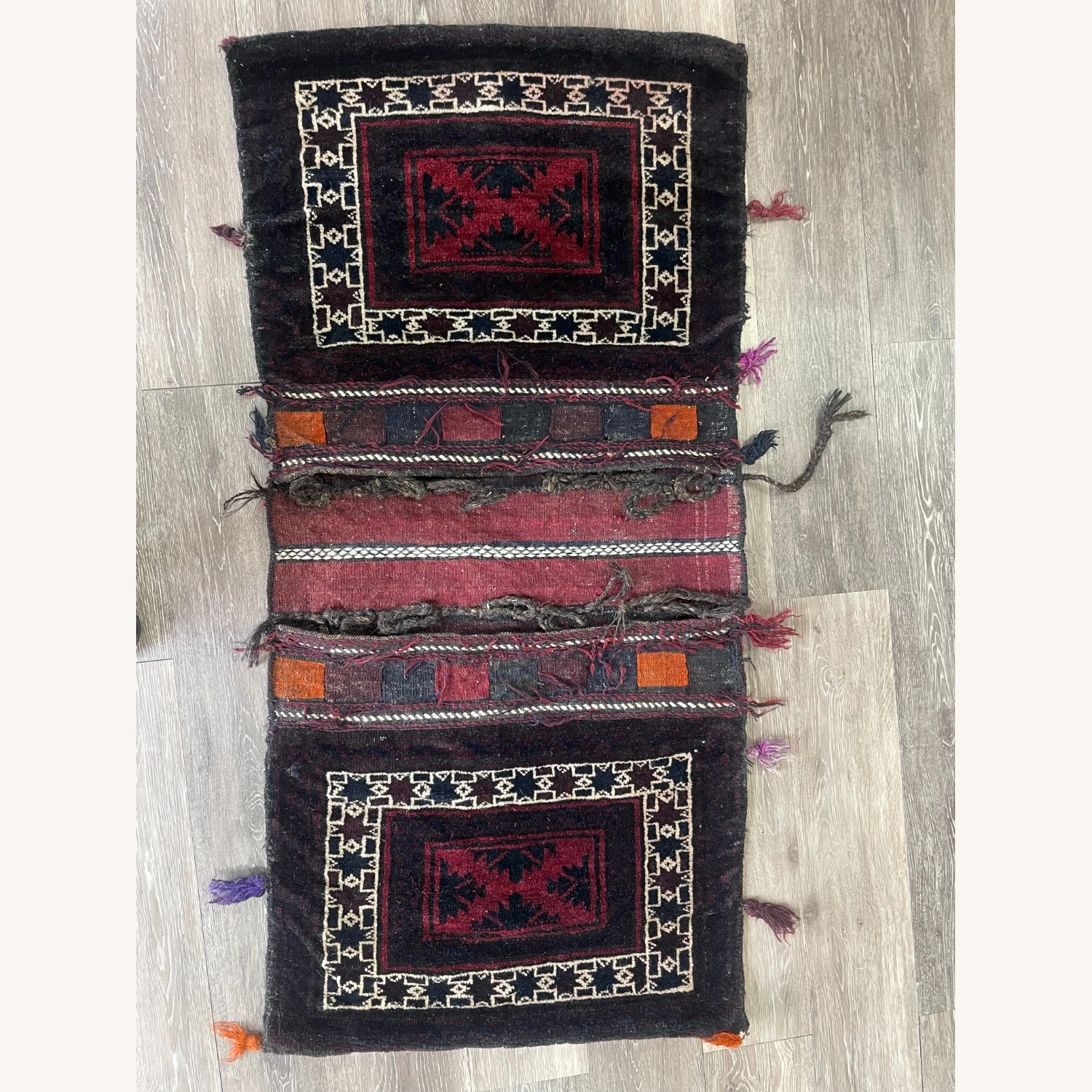 Vintage Persian Handcrafted Shiraz Saddle Bag 13 Vintage Persian Handcrafted Shiraz Saddle Bag - Image 11