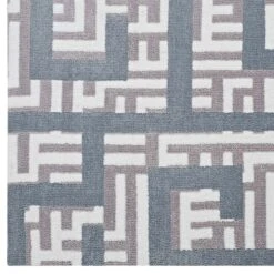 Other 5x8 Area Rug In 3-Color Microfiber Maze Pattern