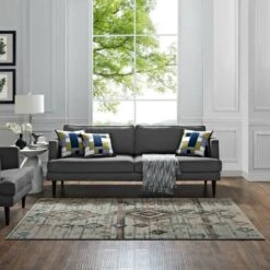 Other 8x10 Area Rug In Beige & Brown Abstract Diamond