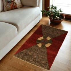 Arshs Fine Rugs Gabbeh Caryn Red/Brown Wool Area Rug -Othe Furniture Shop 1500 1500 frame 0 3800