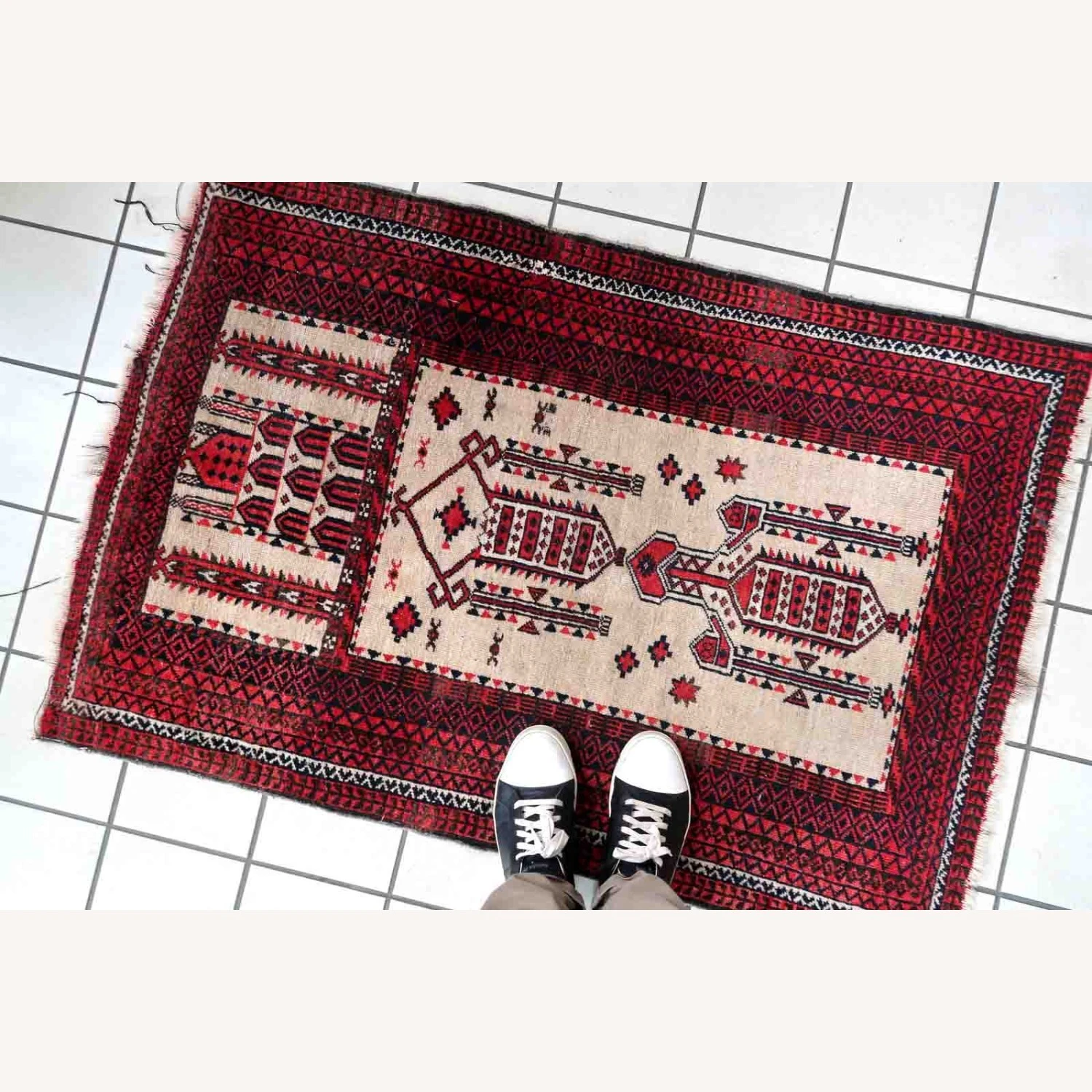 Handmade Antique Afghan Baluch Prayer Rug 3 Handmade Antique Afghan Baluch Prayer Rug