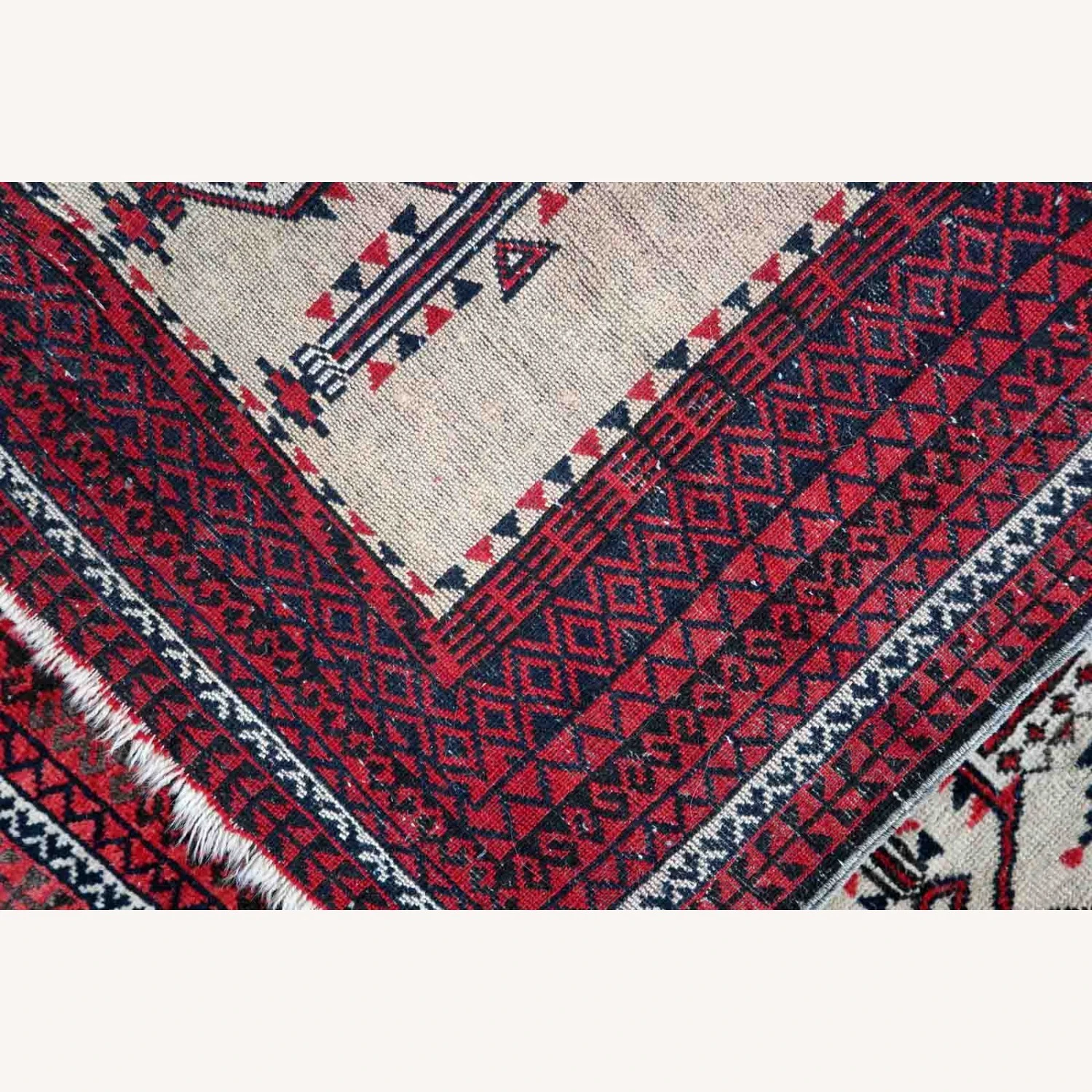 Handmade Antique Afghan Baluch Prayer Rug 4 Handmade Antique Afghan Baluch Prayer Rug - Image 2
