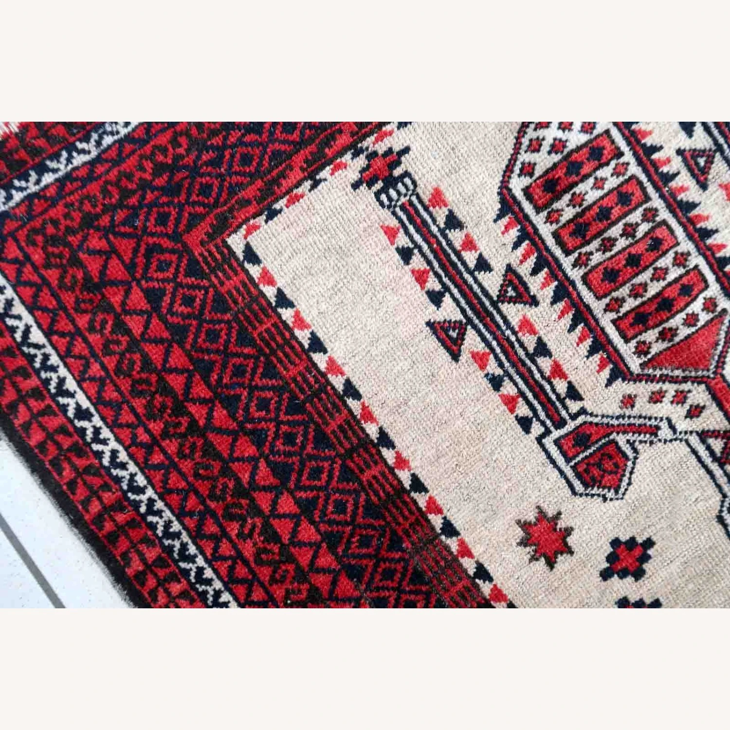 Handmade Antique Afghan Baluch Prayer Rug 5 Handmade Antique Afghan Baluch Prayer Rug - Image 3