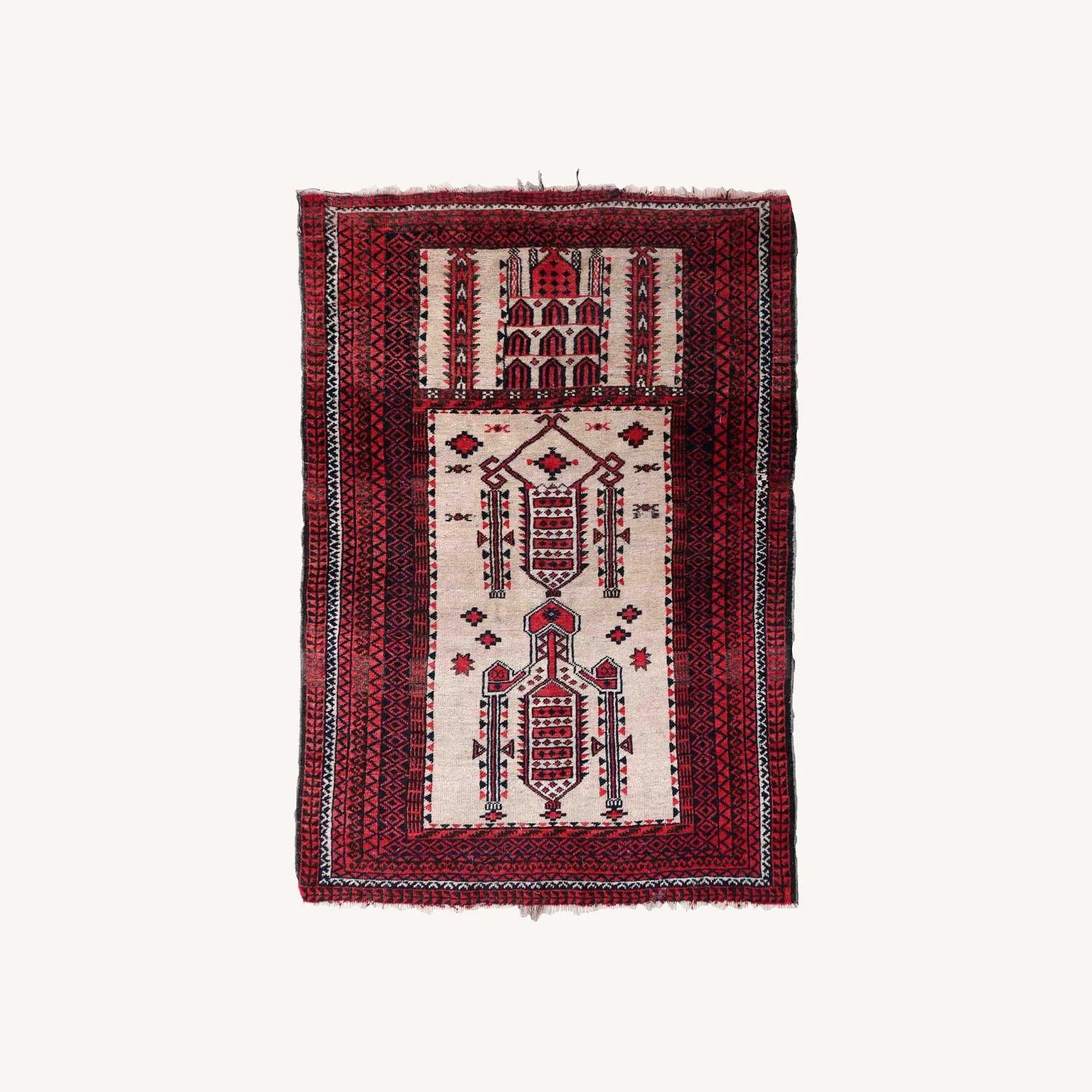 Handmade Antique Afghan Baluch Prayer Rug 7 Handmade Antique Afghan Baluch Prayer Rug - Image 5