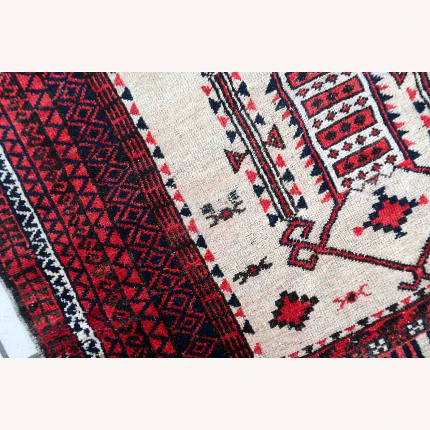 Handmade Antique Afghan Baluch Prayer Rug 8 Handmade Antique Afghan Baluch Prayer Rug - Image 6