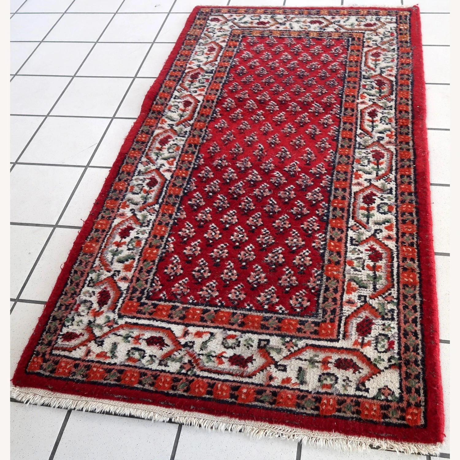 Handmade Vintage Indian Seraband Rug 8 Handmade Vintage Indian Seraband Rug - Image 6