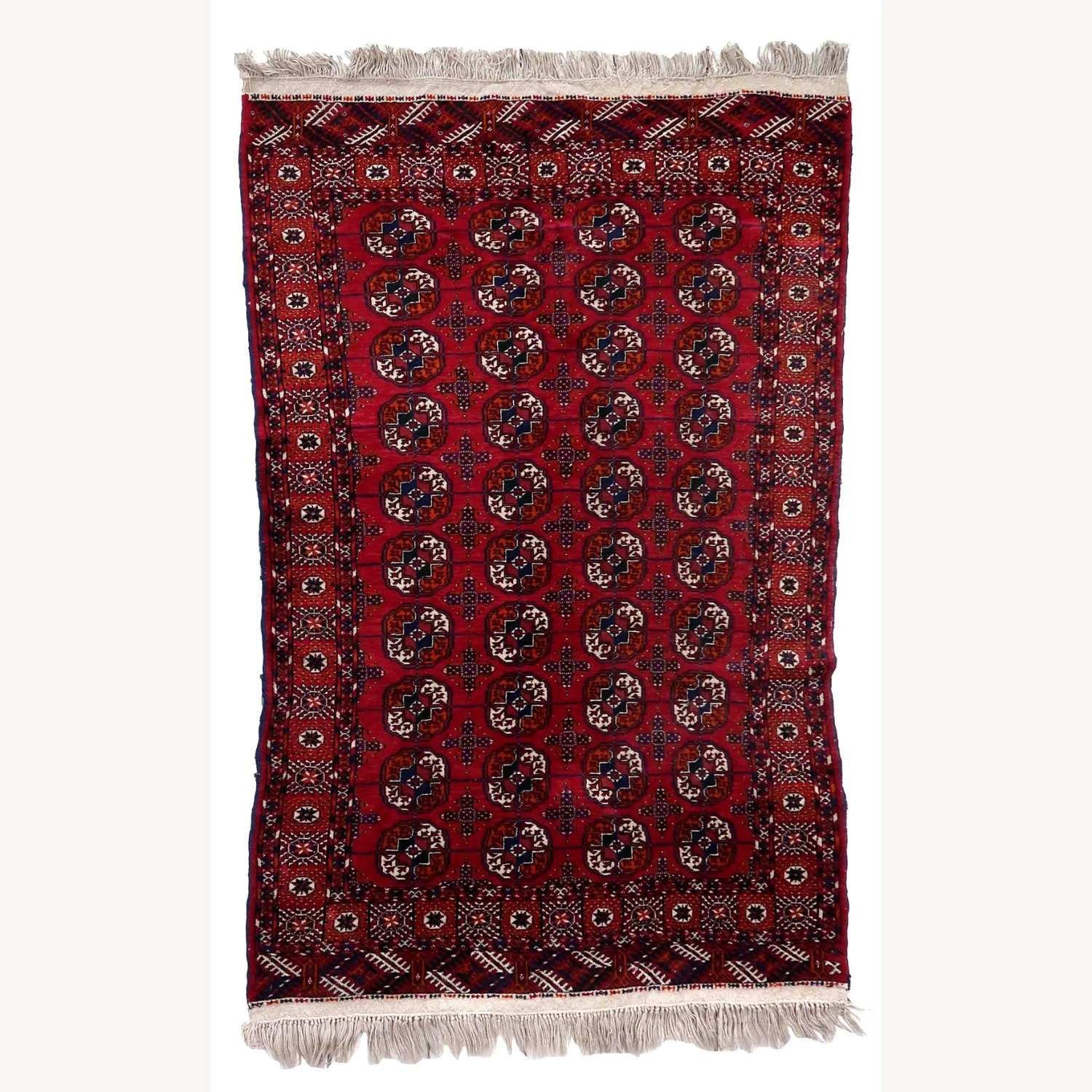 Handmade Vintage Turkmen Tekke Rug 6 Handmade Vintage Turkmen Tekke Rug - Image 4