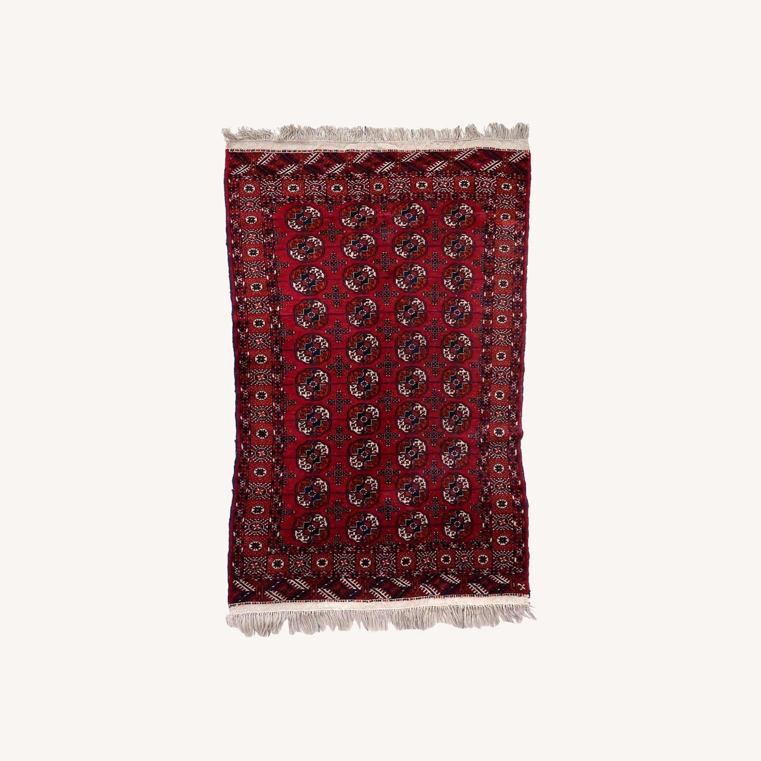 Handmade Vintage Turkmen Tekke Rug 7 Handmade Vintage Turkmen Tekke Rug - Image 5