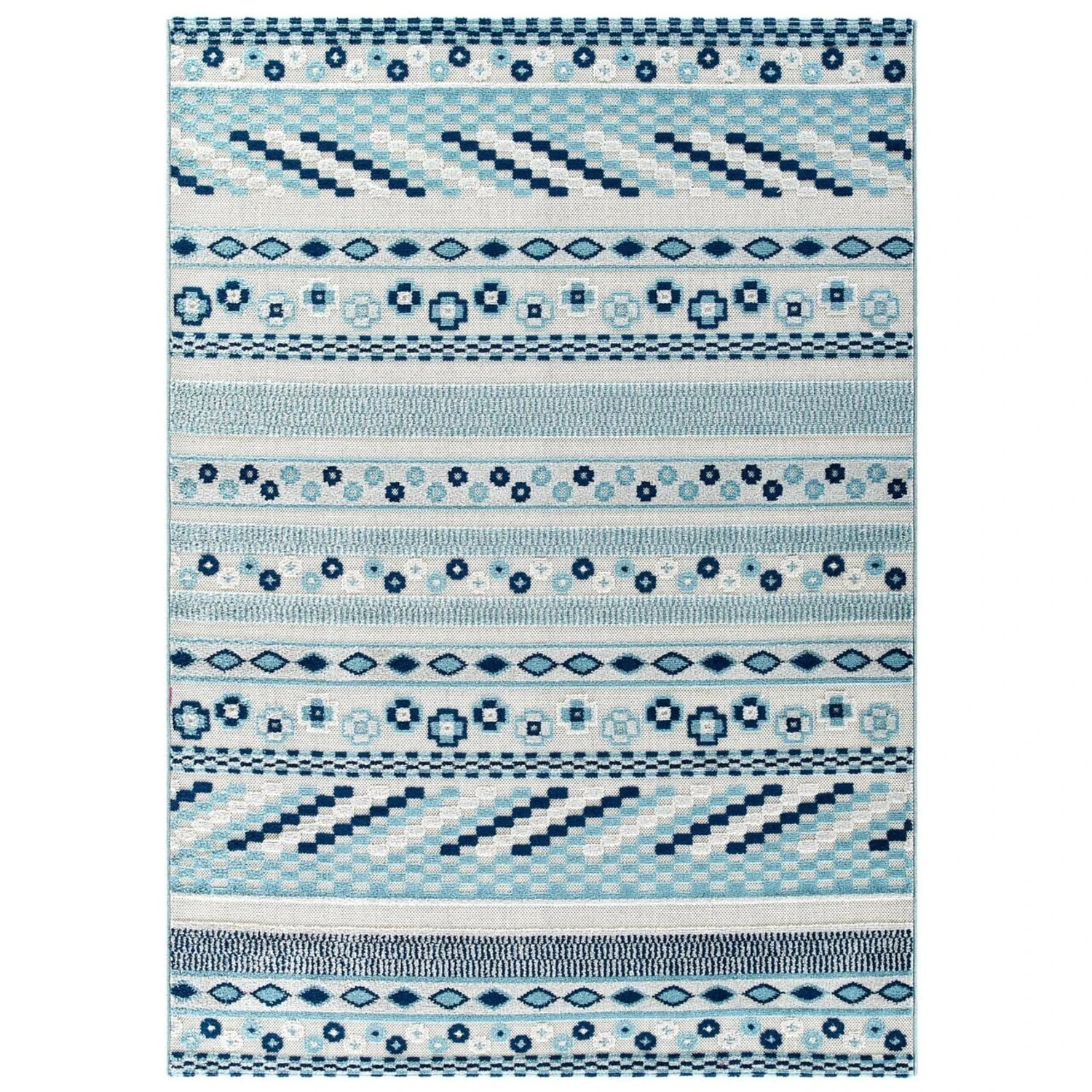 Other 5x8 Area Rug In Ivory & Blue Abstract Lattice 4 Other 5x8 Area Rug In Ivory & Blue Abstract Lattice - Image 2