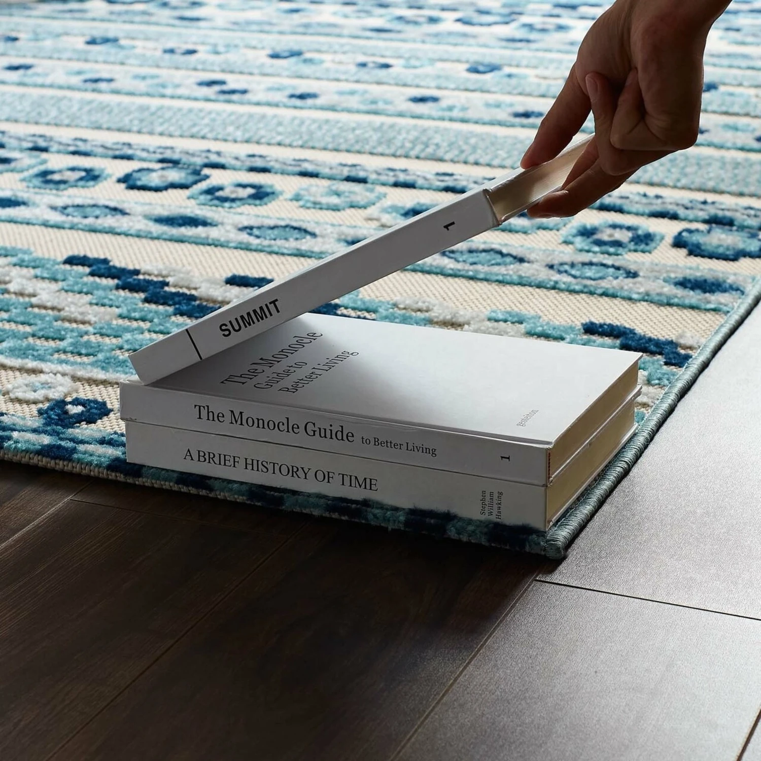 Other 5x8 Area Rug In Ivory & Blue Abstract Lattice 9 Other 5x8 Area Rug In Ivory & Blue Abstract Lattice - Image 7