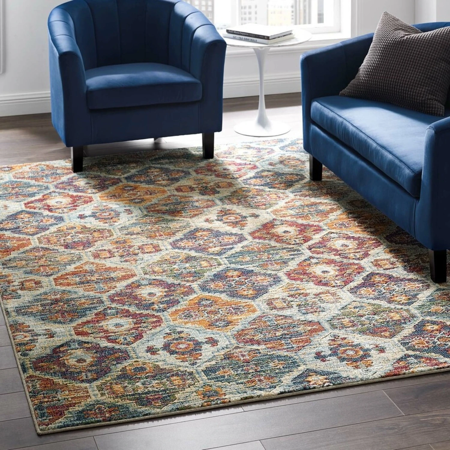 Other 5x8 Area Rug In Distressed Multicolored Lattice 3 Other 5x8 Area Rug In Distressed Multicolored Lattice