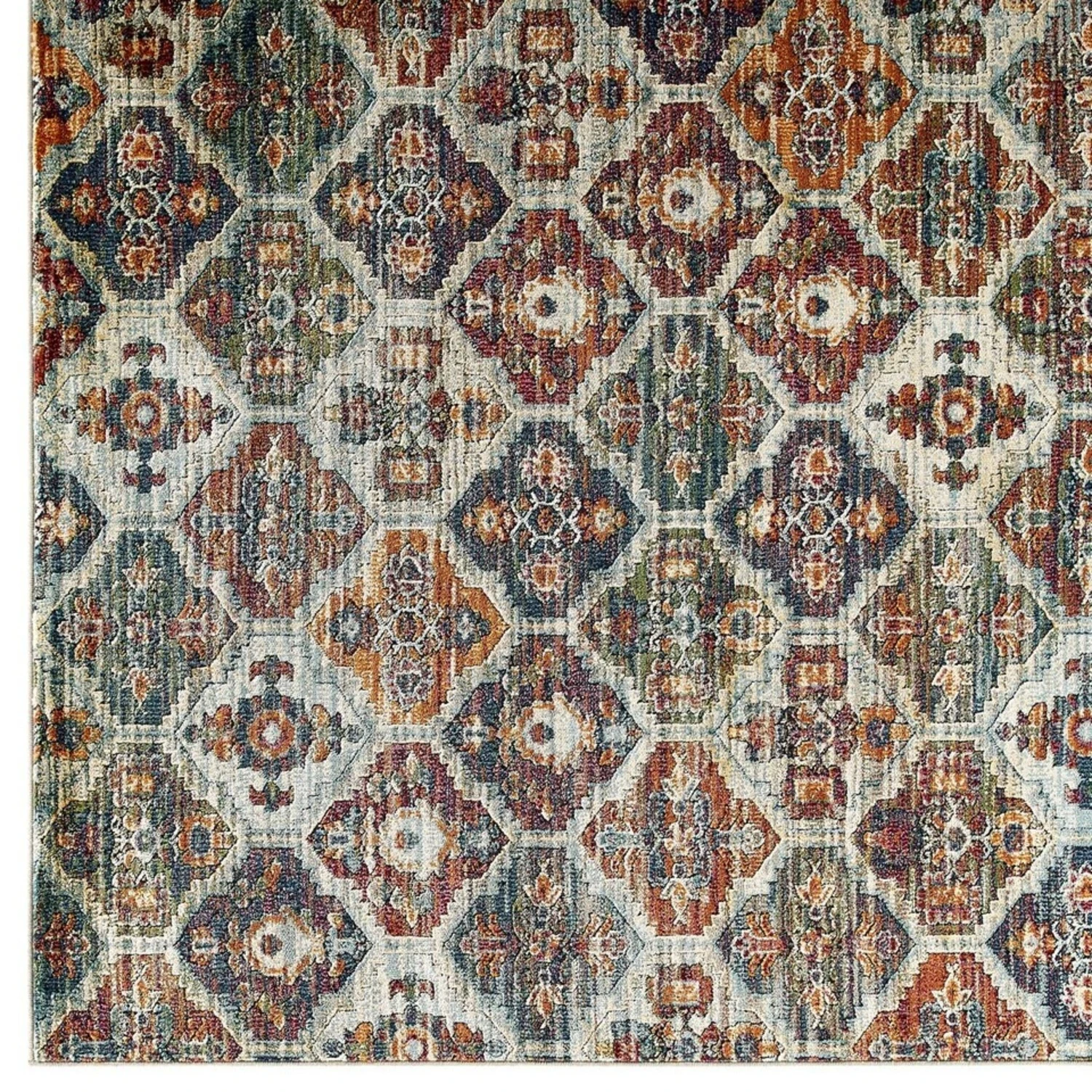 Other 5x8 Area Rug In Distressed Multicolored Lattice 9 Other 5x8 Area Rug In Distressed Multicolored Lattice - Image 7