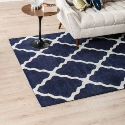 Other 8x10 Area Rug In Navy & Ivory W/Quatrefoil Pattern -Othe Furniture Shop 1500 1500 frame 0 4509