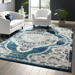 Other 8x10 Area Rug In Ivory & Blue Floral Persian -Othe Furniture Shop 1500 1500 frame 0 4533
