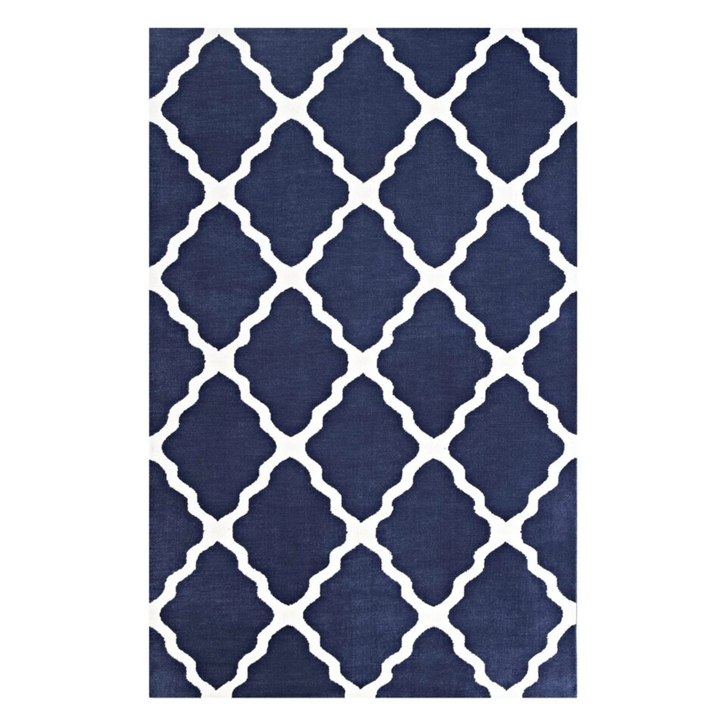 Other 5x8 Area Rug In Navy & Ivory W/ Quatrefoil Pattern 8 Other 5x8 Area Rug In Navy & Ivory W/ Quatrefoil Pattern - Image 6
