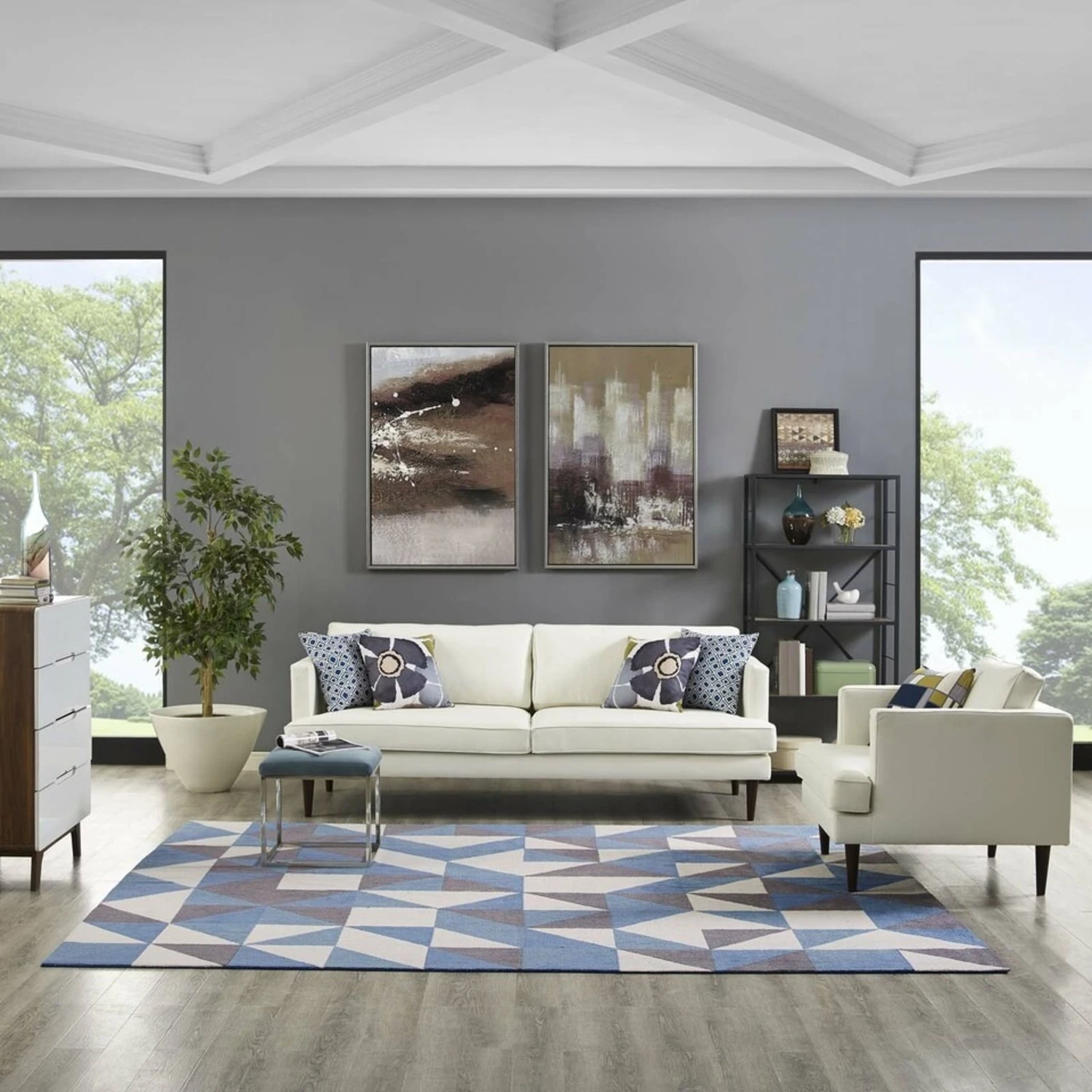 Other 8x10 Area Rug In 3-Color Triangle Mosaic Pattern 6 Other 8x10 Area Rug In 3-Color Triangle Mosaic Pattern - Image 4