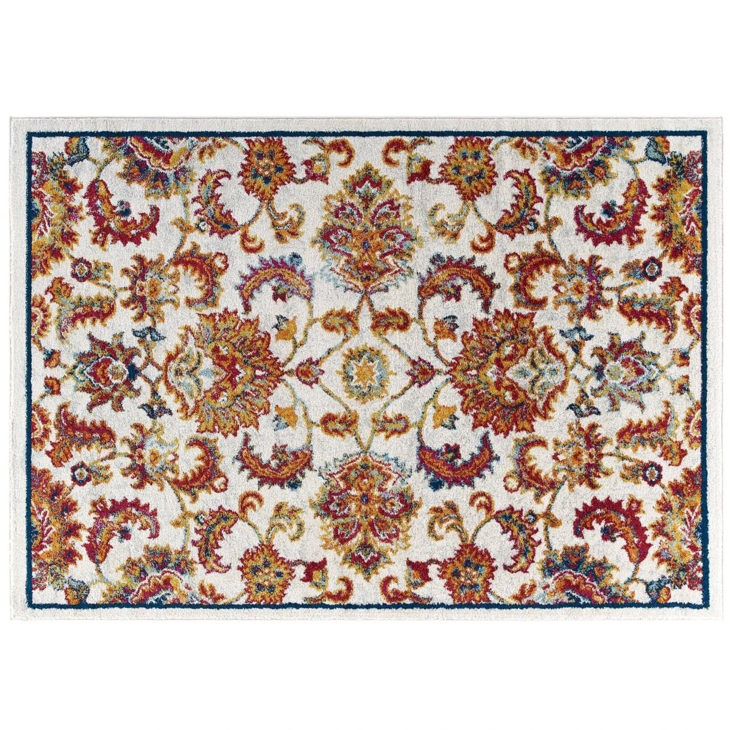 Other 8x10 Area Rug In Orange, Yellow, Red Floral 9 Other 8x10 Area Rug In Orange, Yellow, Red Floral - Image 7
