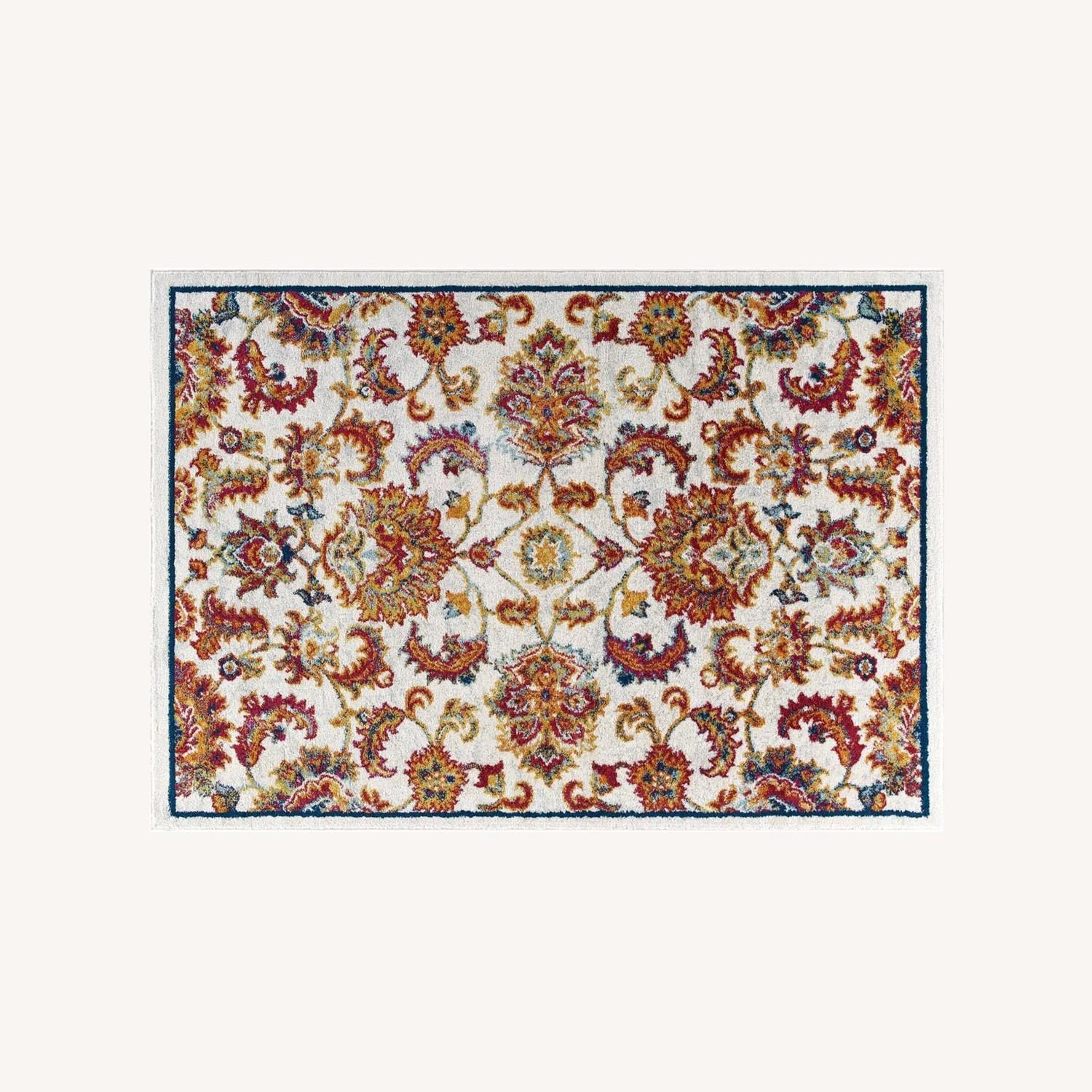 Other 8x10 Area Rug In Orange, Yellow, Red Floral 11 Other 8x10 Area Rug In Orange, Yellow, Red Floral - Image 9