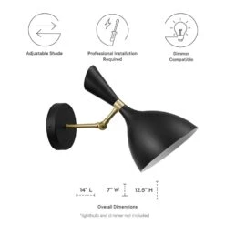 Other Wall Sconce In Black Round Powder-Coated Shade -Othe Furniture Shop 1500 1500 frame 0 487