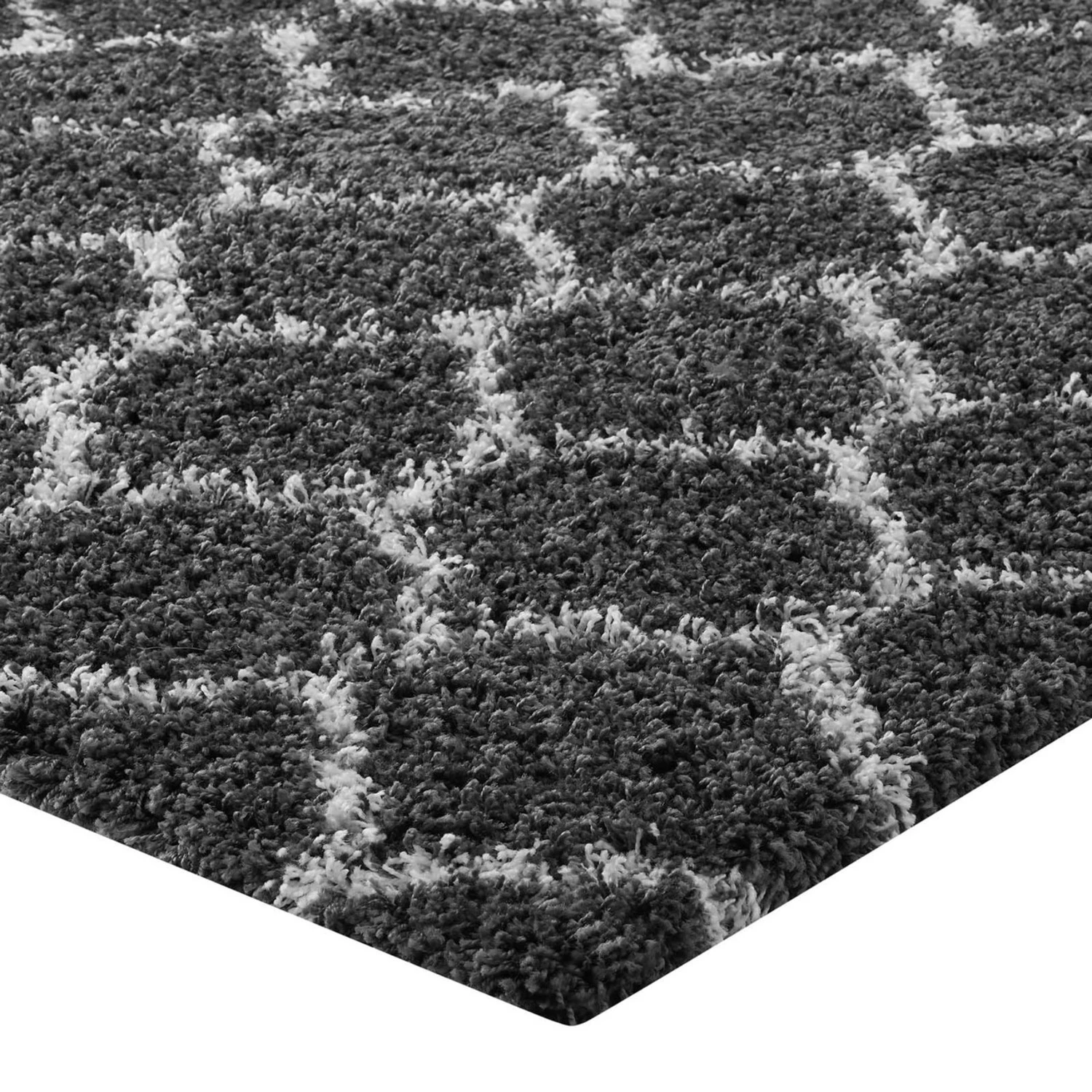 Other 5x8 Area Rug In Dark Gray & Ivory Moroccan Trellis 6 Other 5x8 Area Rug In Dark Gray & Ivory Moroccan Trellis - Image 4