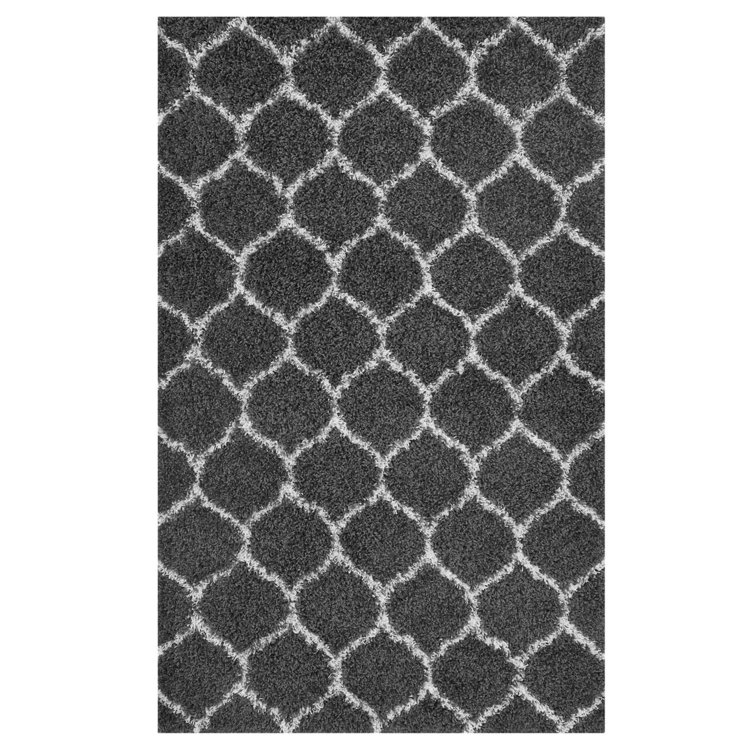 Other 5x8 Area Rug In Dark Gray & Ivory Moroccan Trellis 8 Other 5x8 Area Rug In Dark Gray & Ivory Moroccan Trellis - Image 6