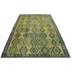 Arshs Fine Rugs Melusine Blue/Tan Hand-Woven Kilim Wool Rug -Othe Furniture Shop 1500 1500 frame 0 5061
