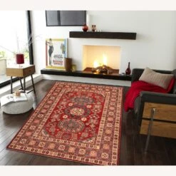 Kazak Garish Hermine Blue/Rust Wool Rug -Othe Furniture Shop 1500 1500 frame 0 5077