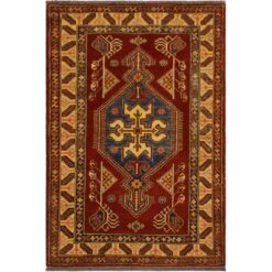 Kazak Garish Lorine Rust/Tan Wool Rug