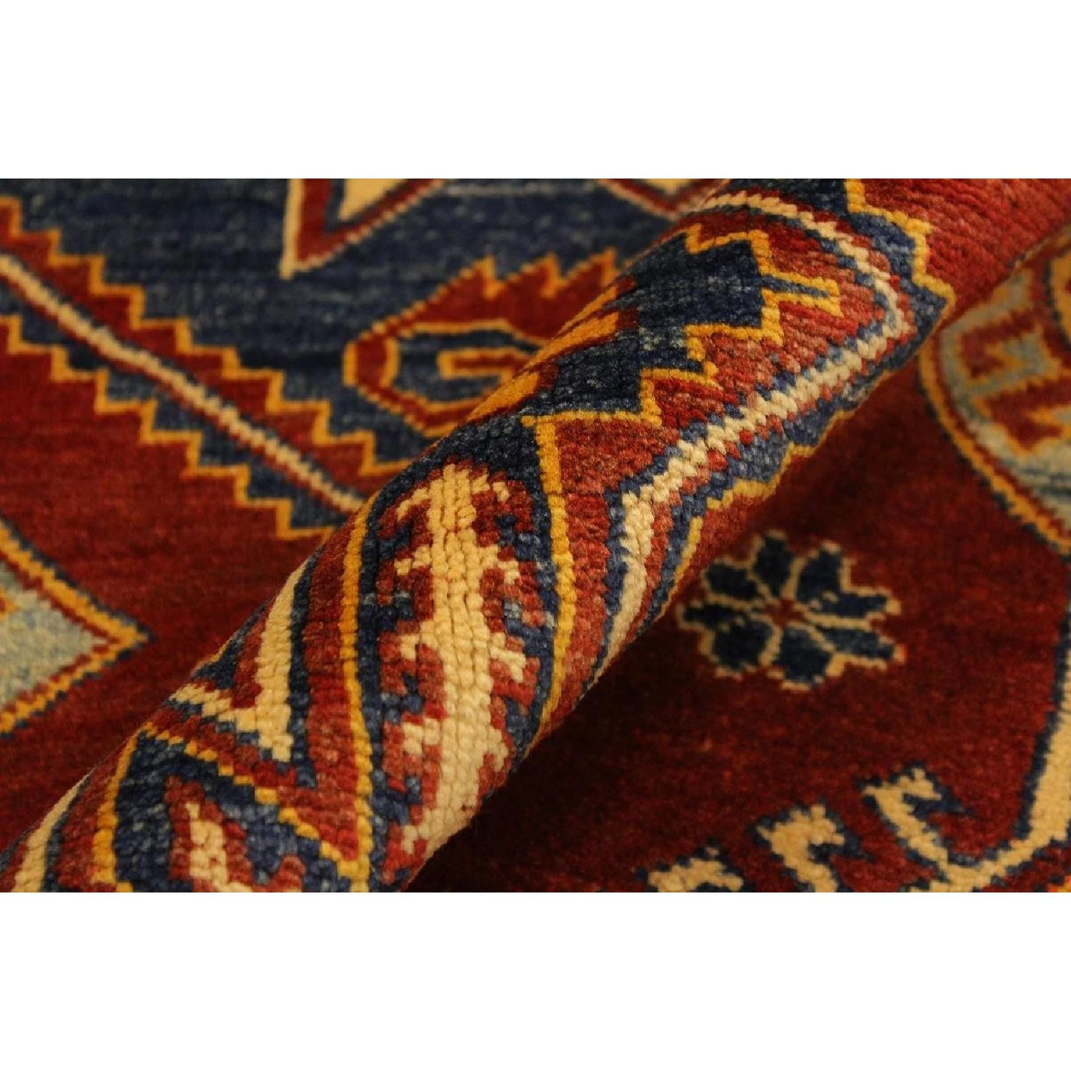 Kazak Garish Lorine Rust/Tan Wool Rug 6 Kazak Garish Lorine Rust/Tan Wool Rug - Image 4