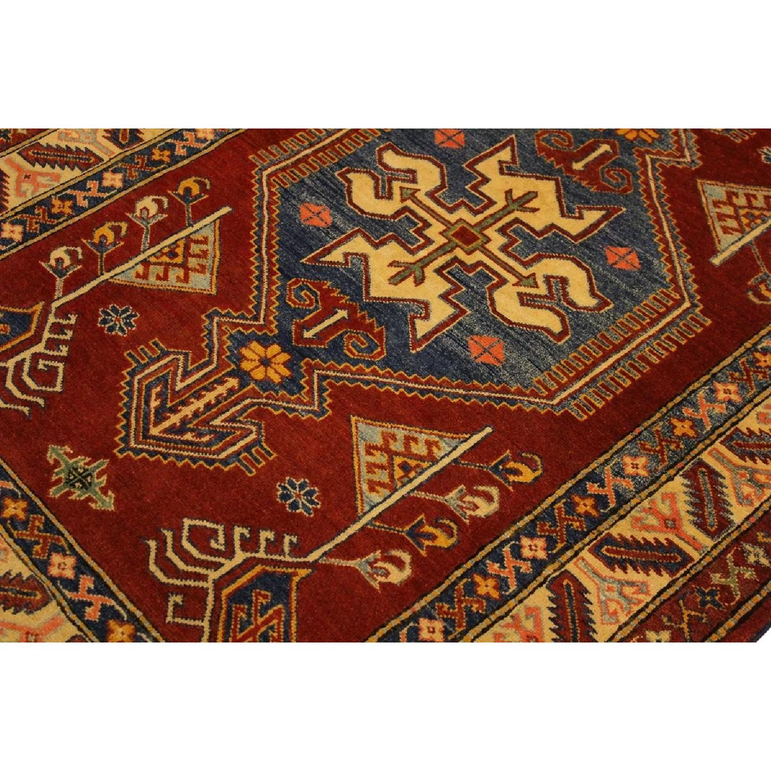 Kazak Garish Lorine Rust/Tan Wool Rug 7 Kazak Garish Lorine Rust/Tan Wool Rug - Image 5
