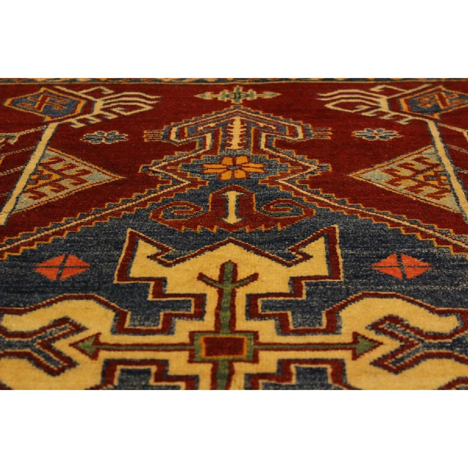 Kazak Garish Lorine Rust/Tan Wool Rug 10 Kazak Garish Lorine Rust/Tan Wool Rug - Image 8