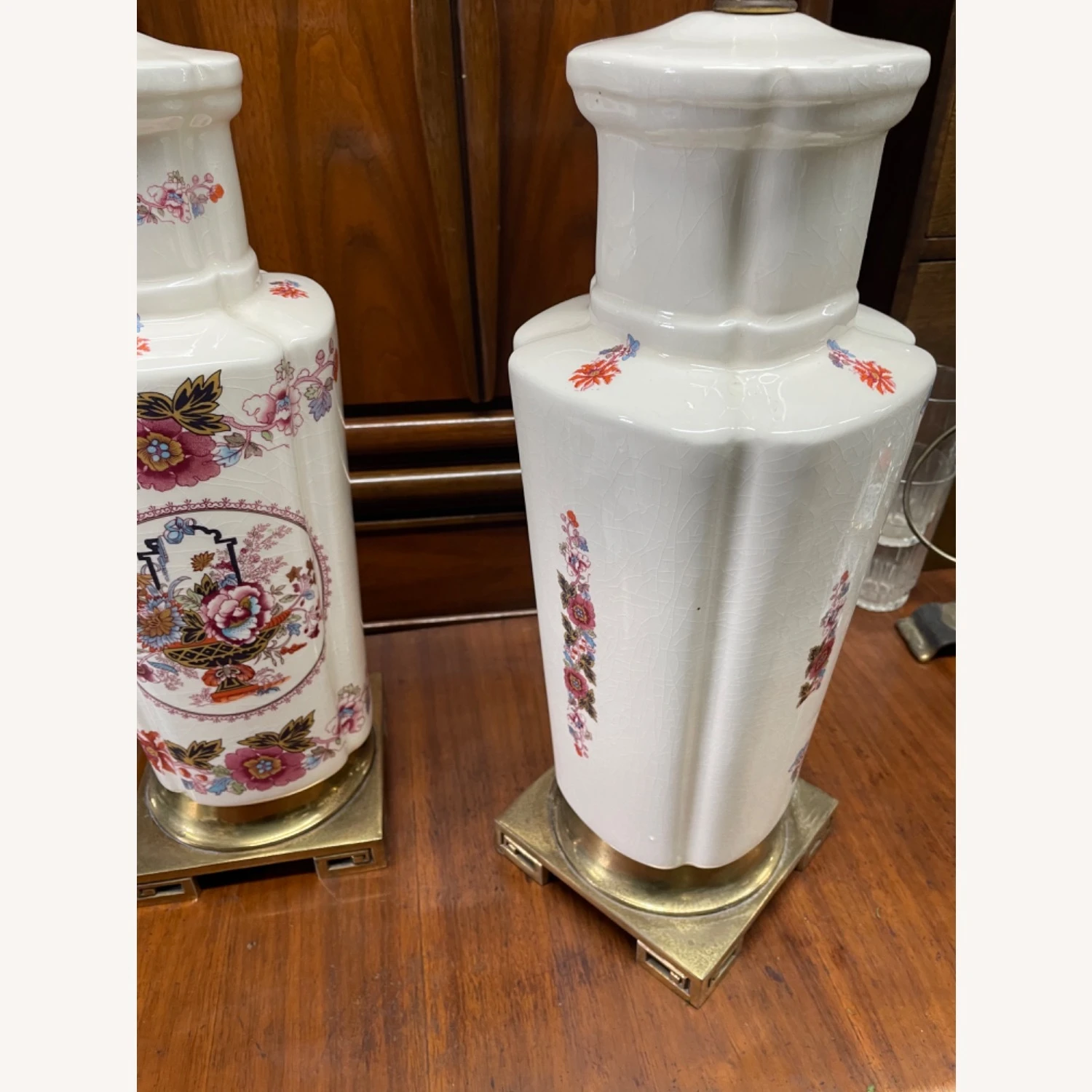 1940s French Chinoiserie Porcelain Lamps 5 1940s French Chinoiserie Porcelain Lamps - Image 3