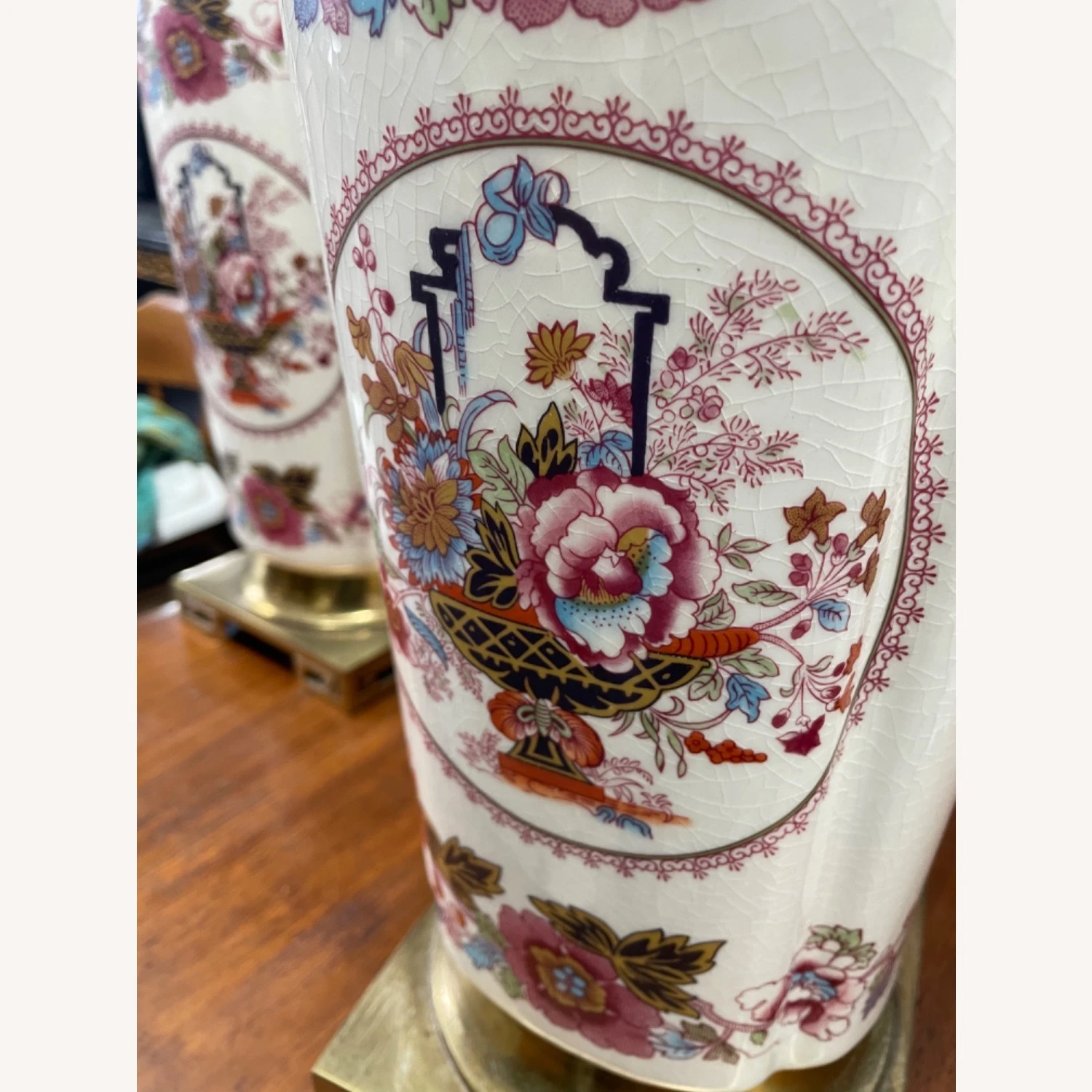 1940s French Chinoiserie Porcelain Lamps 6 1940s French Chinoiserie Porcelain Lamps - Image 4