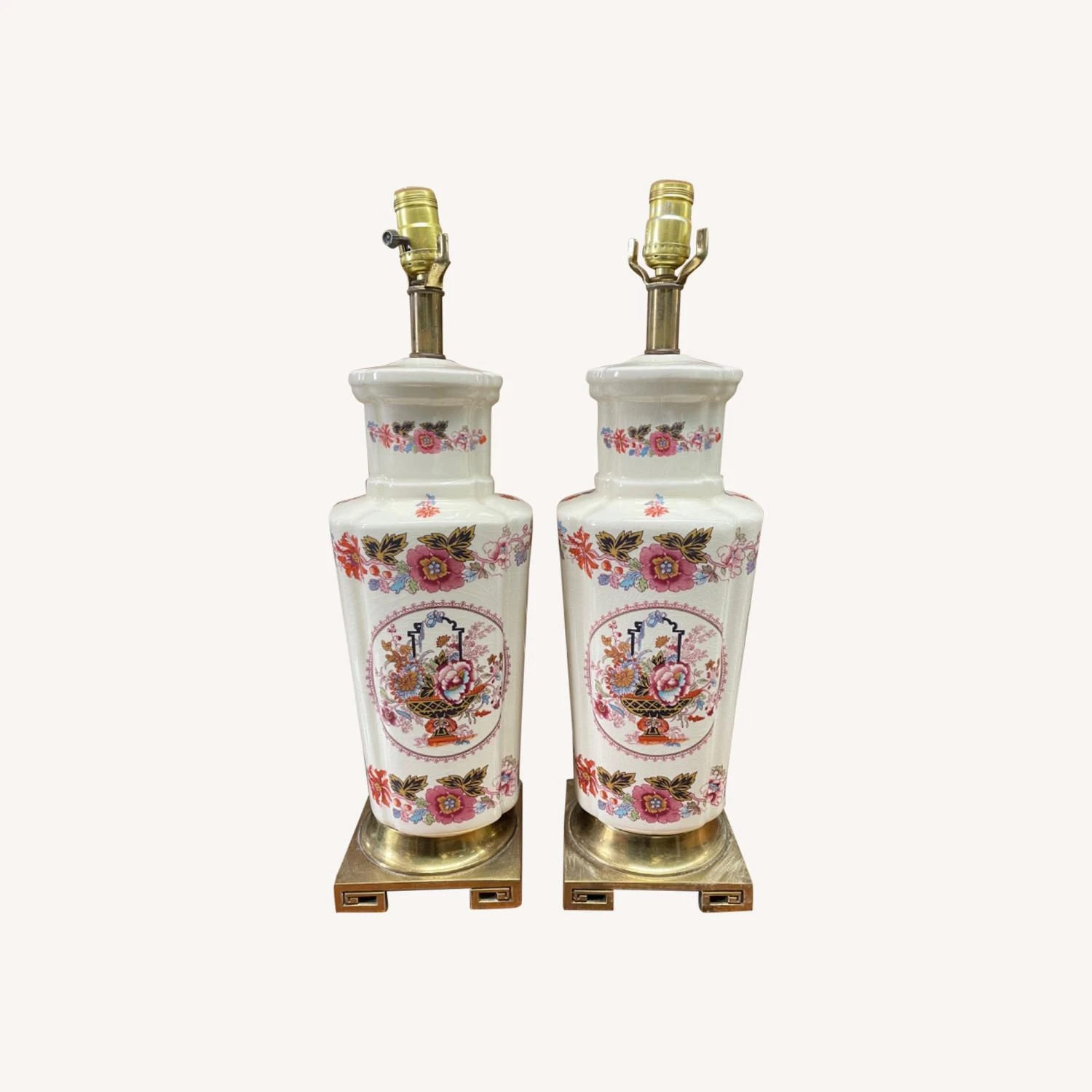 1940s French Chinoiserie Porcelain Lamps 15 1940s French Chinoiserie Porcelain Lamps - Image 13