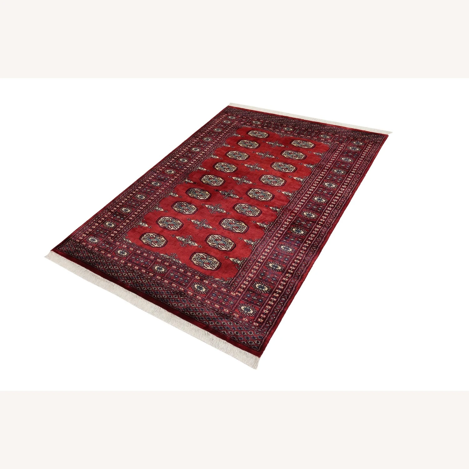 Rustic Bokhara Red/Blue Wool Rug (4'1'' X 6'1'') 5 Rustic Bokhara Red/Blue Wool Rug (4'1'' X 6'1'') - Image 3