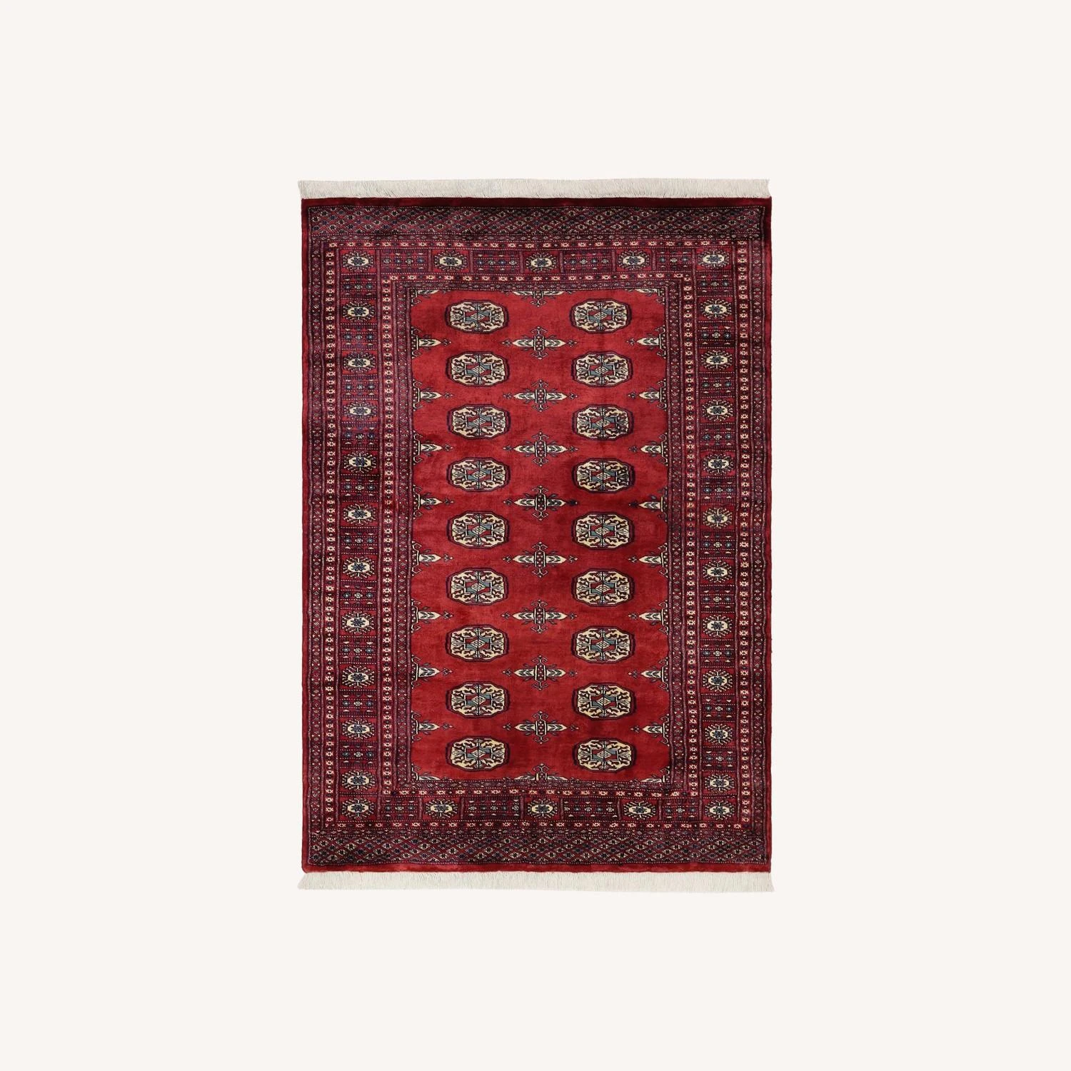 Rustic Bokhara Red/Blue Wool Rug (4'1'' X 6'1'') 7 Rustic Bokhara Red/Blue Wool Rug (4'1'' X 6'1'') - Image 5