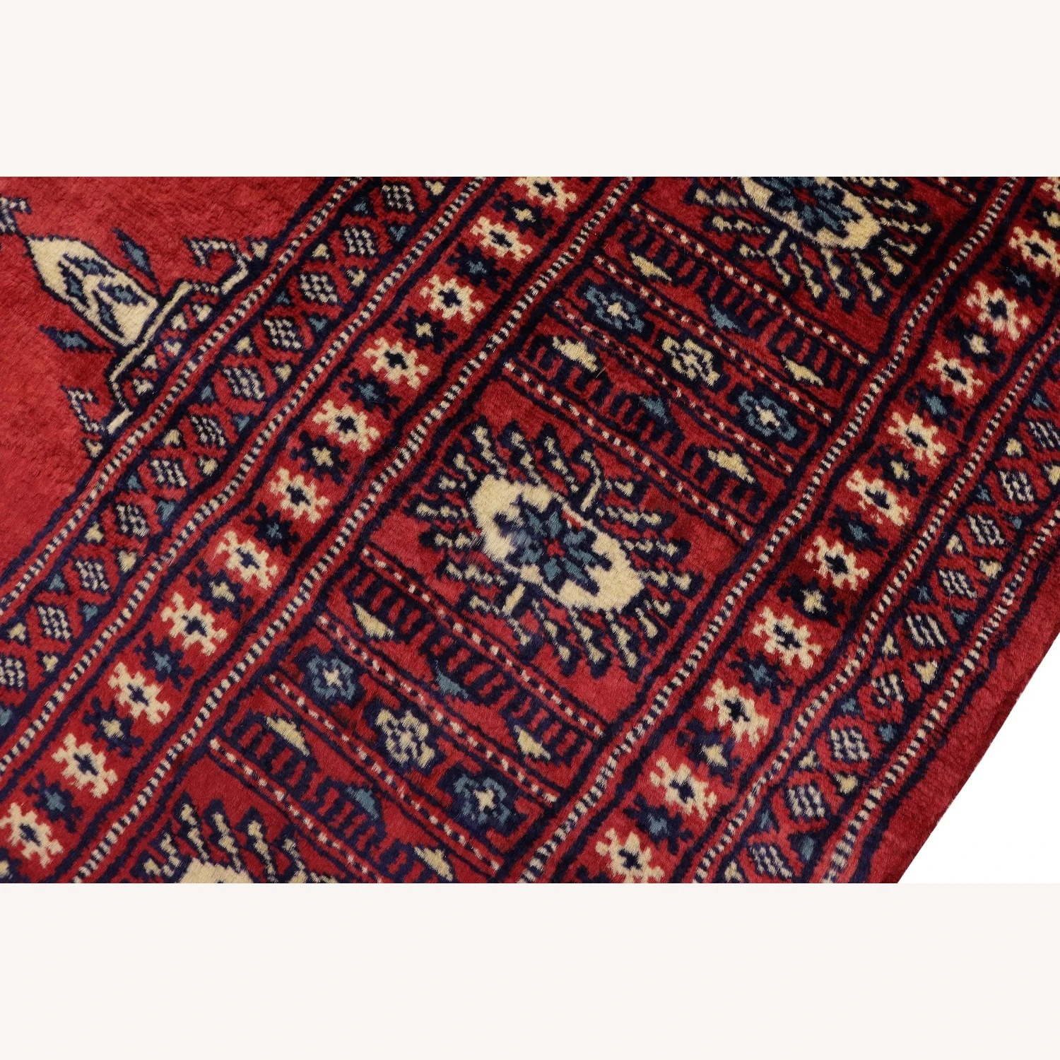 Rustic Bokhara Red/Blue Wool Rug (4'1'' X 6'1'') 11 Rustic Bokhara Red/Blue Wool Rug (4'1'' X 6'1'') - Image 9