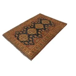 Kazak Garish Michel Blue/Tan Wool Rug