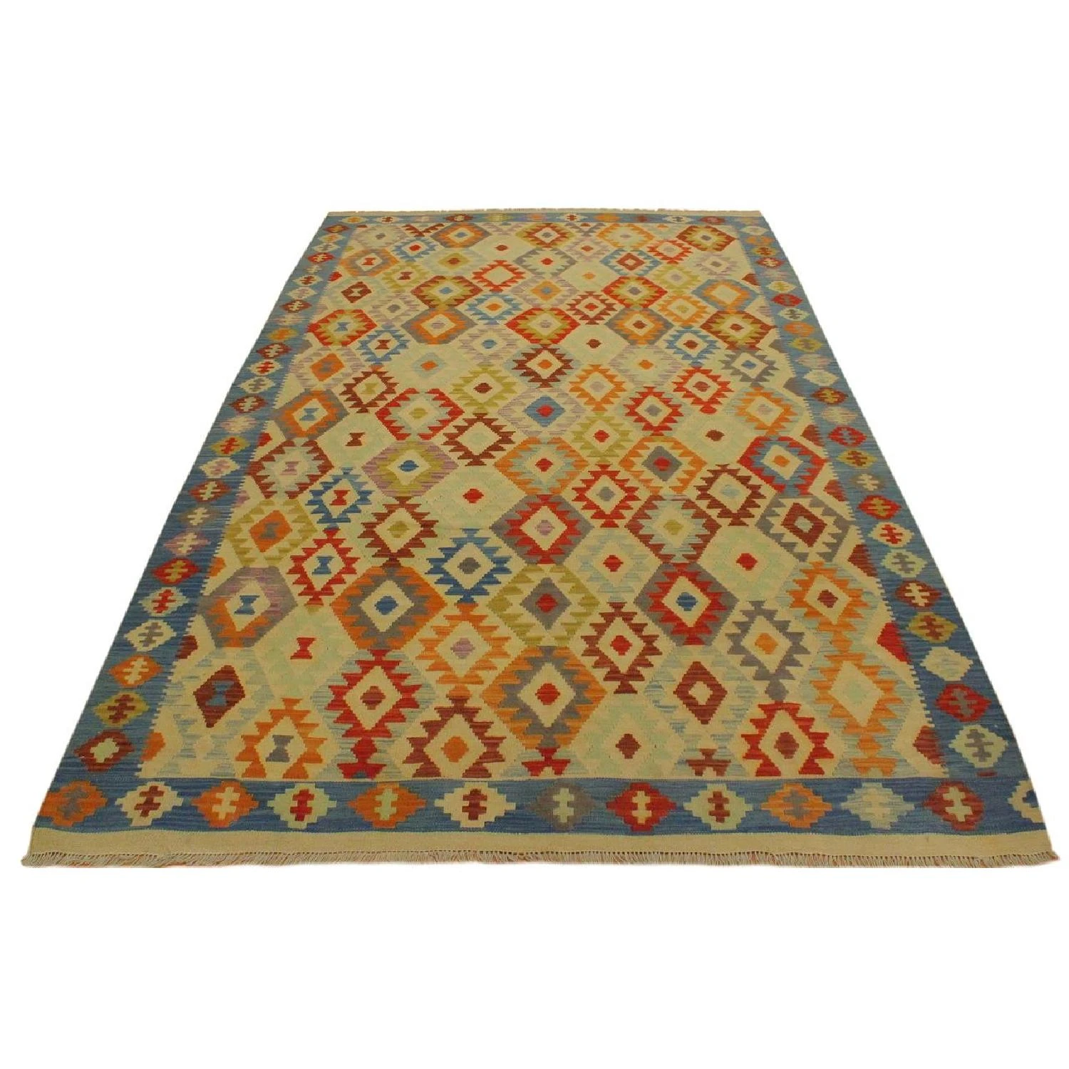 Arshs Fine Rugs Daire Ivory/Blue Hand-Woven Kilim Wool Rug 17 Arshs Fine Rugs Daire Ivory/Blue Hand-Woven Kilim Wool Rug - Image 15