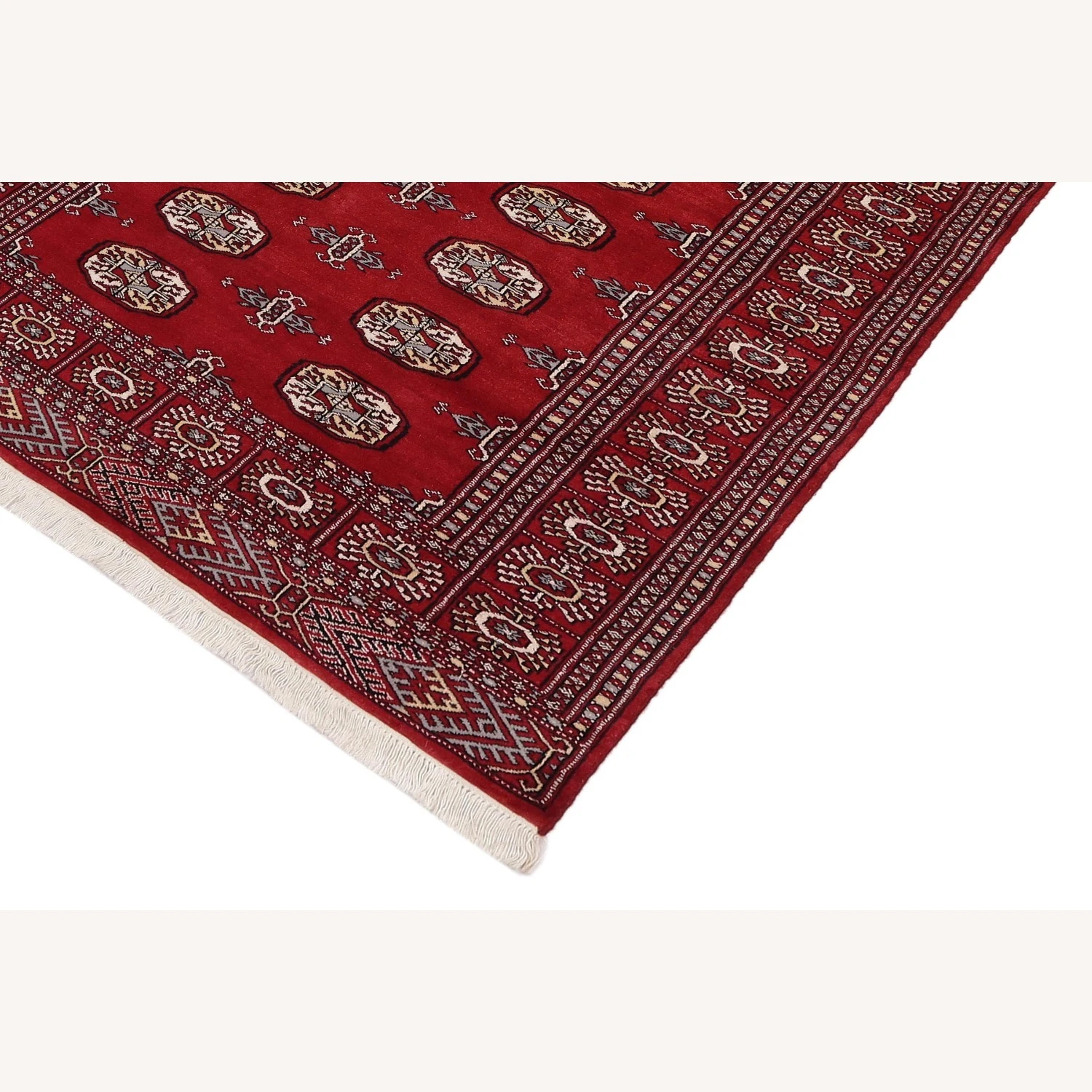 Shabby Chic Bokhara Red/Gray Wool Rug 13 Shabby Chic Bokhara Red/Gray Wool Rug - Image 11