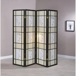 Other 4-Panel Screen In Floral Fabric & Black Wood Frame -Othe Furniture Shop 1500 1500 frame 0 5540