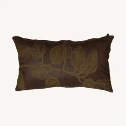 Other Botanical Leaf Embroidered Leather Pillow