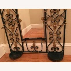 Other Vintage Wrought Iron Hall Tree With Mirror