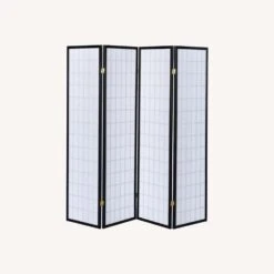 Other 4-Panel Screen In White W/ Linear Grid Design -Othe Furniture Shop 1500 1500 frame 0 5844