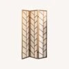 Other 3-Panel Screen In Tan Jute & Walnut Frame Finish