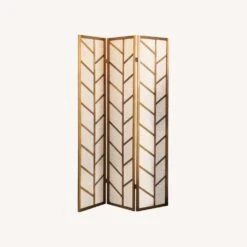 Other 3-Panel Screen In Tan Jute & Walnut Frame Finish